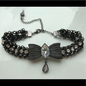 Betsey Johnson black mesh bow choker